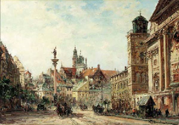 Der Schlossplatz in Warschau od Wladyslaw T. Chmielinsky